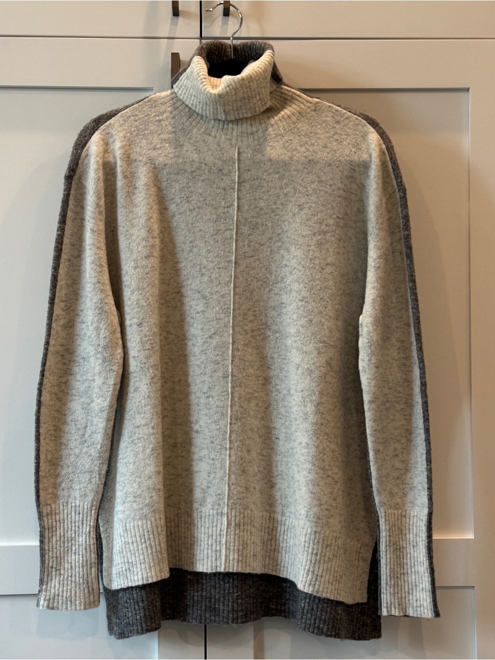 Athleta Two-Tone Gray Turtleneck Sweater
